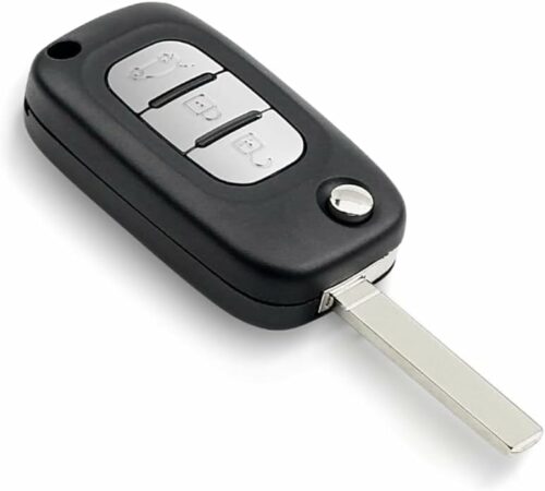 Carcasa de llave plegable con espadín desplegado para Renault o Nissan con 3 botones funcionales