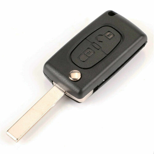 Carcasa de llave plegable abierta con espadín plano compatible con vehículos Peugeot/Citroën