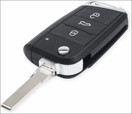 Mando de coche tipo navaja con espadín desplegado compatible con SEAT y Volkswagen