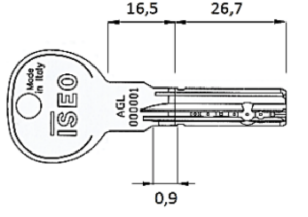 Medidas llave ISEO R6