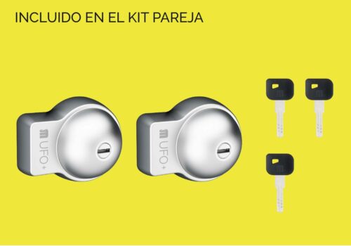 2 cerraduras UFO+ y 3 llaves iguales incluidas en el kit